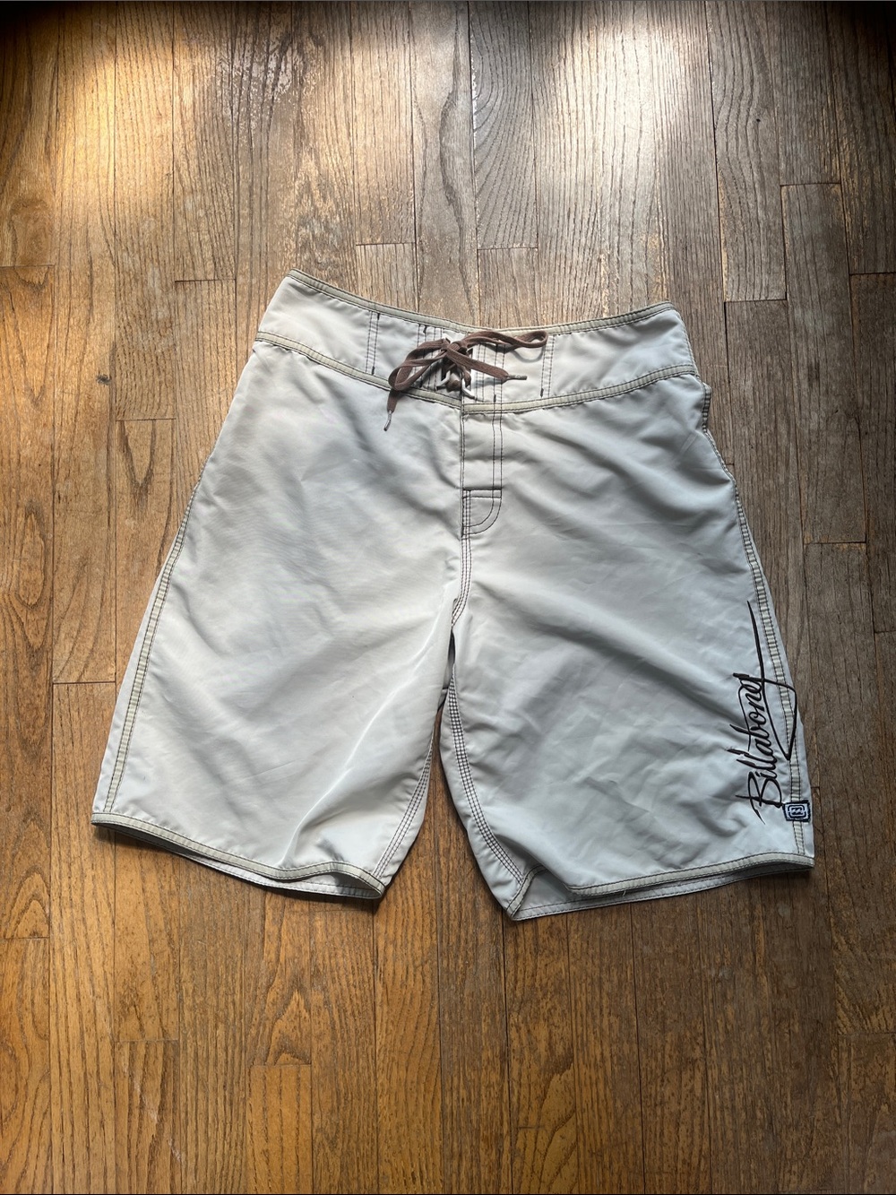 Billabong Men's Khaki Boardshorts with Brown Lace-Up